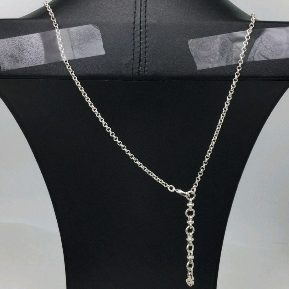 Lucky Brand Two-Tone Geometric Pendant Long Chain Necklace 25" - Picture 3 of 5